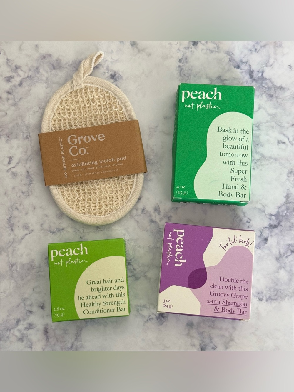 Grove Co Peach Not Plastic Bath Hair Body Bundle NEW 4pc